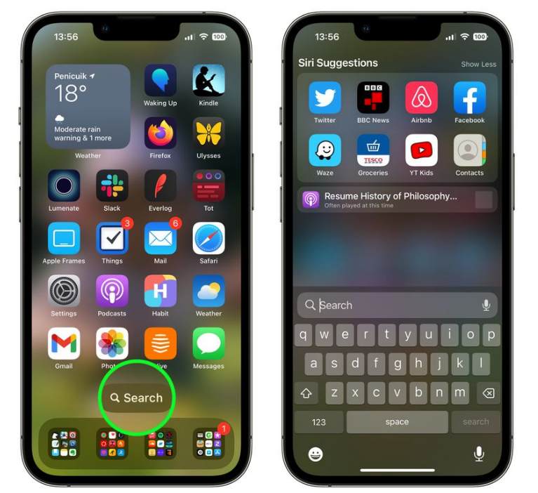 裕华苹果手机维修分享升级到 iOS 16 后，如何删除主屏幕上的搜索按钮 